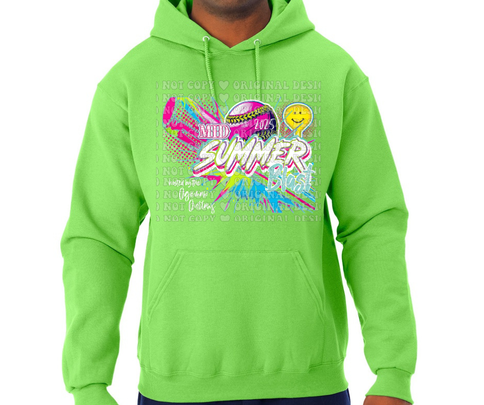 Mid Summer Blast 2025 Tie Dye & Colored Hoodie Options