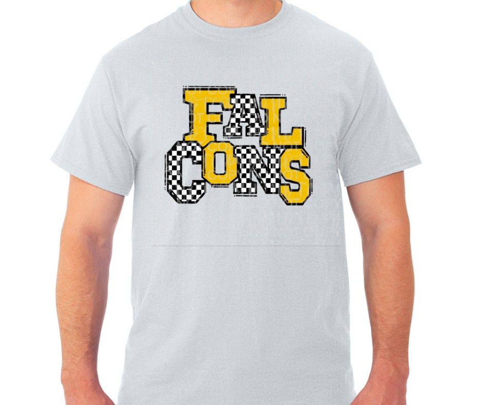 Ogemaw Falcons 2025 Checkered Falcons Cotton/Poly Blend Top Options