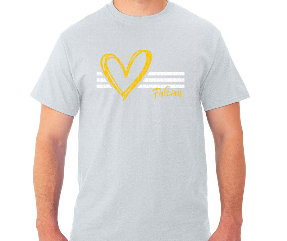 Ogemaw Falcons 2025 Falcon Heart Lines Cotton/Poly Blend Top Options