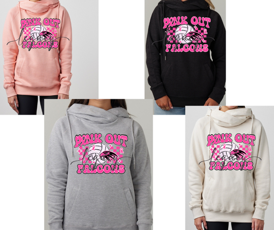 Pink Out Volleyball Falcons Cowl Neck Top Options Falcon Pink Out