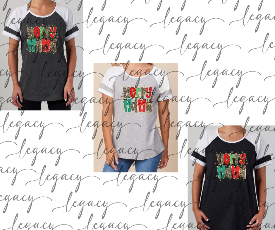 Merry Mama Colorblock Women's Tee Multi Color Options Holiday Magic