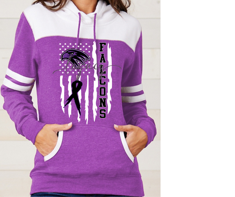 Purple Game Falcon Football Flag Varsity Sleeve Style Hoodie