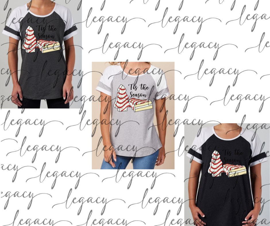 Tis the Season Cake Trees Colorblock Women's Tee Multi Color Options Holiday Magic