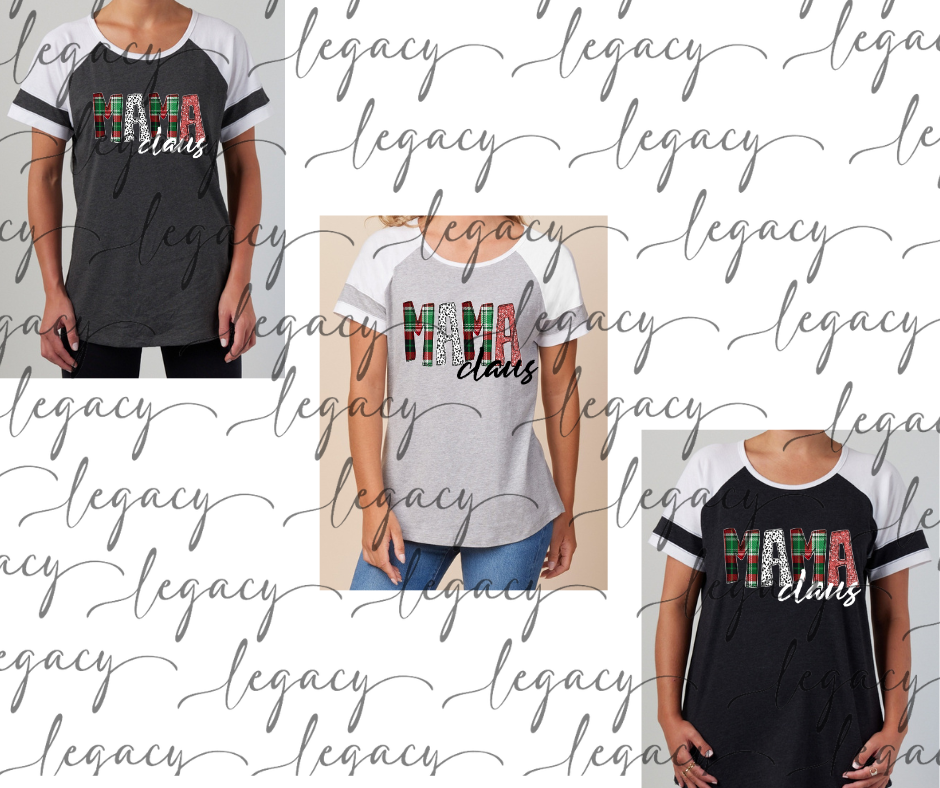Mama Claus Colorblock Women's Tee Multi Color Options Holiday Magic