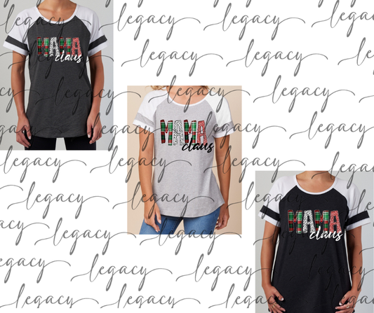 Mama Claus Colorblock Women's Tee Multi Color Options Holiday Magic