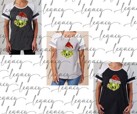 Painted Green Guy Face Colorblock Women's Tee Multi Color Options Holiday Magic