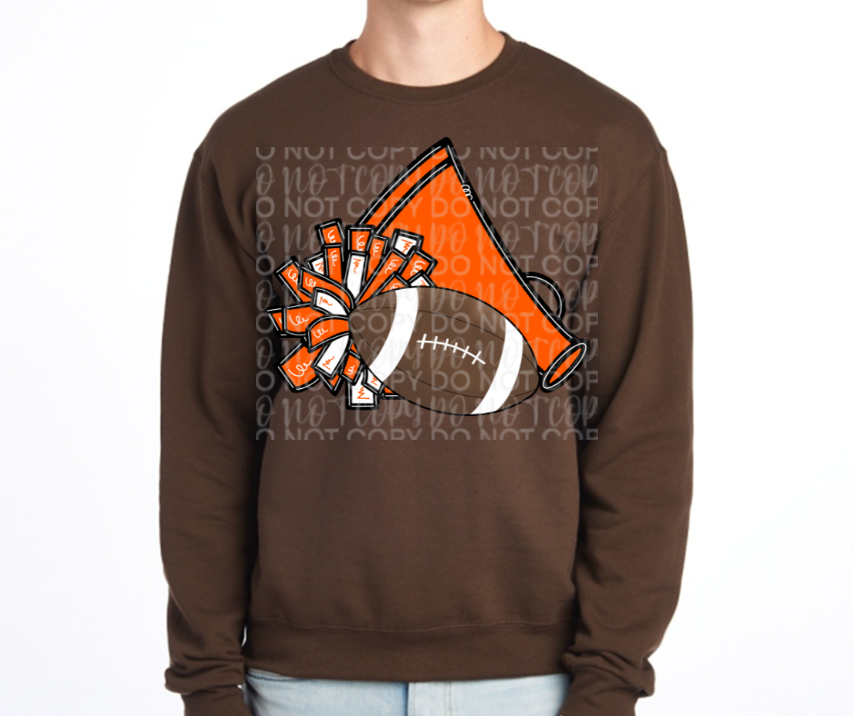 Ogemaw Browns 2025 Megaphone Pom Football Cotton/Poly Blend Top Options