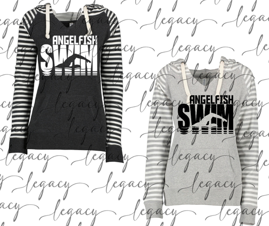 Angelfish Swim 2025 Striped Sleeves Hoodie Top Options
