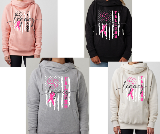 Pink Out Volleyball Falcons Flag Cowl Neck Top Options Falcon Pink Out
