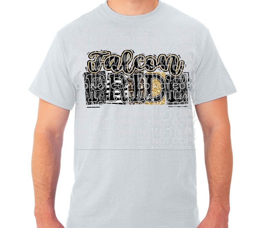 Ogemaw Falcons 2025 Falcon Pride Faux Glitter Leo Cotton/Poly Blend Top Options