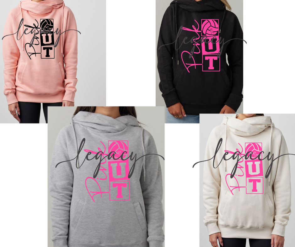 Pink Out Volleyball Stacked Cowl Neck Top Options Falcon Pink Out