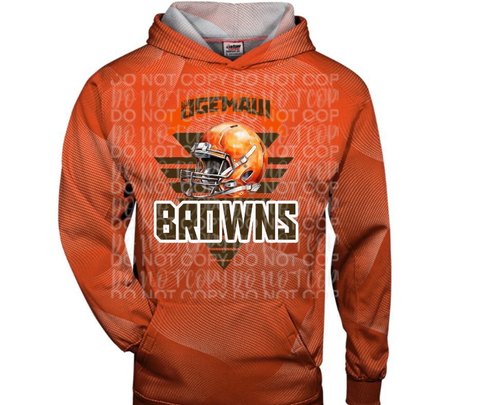 Ogemaw Browns 2025 Football Helmet Triangles Specialty Name Brand Hoodie Options