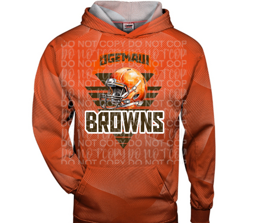 Ogemaw Browns 2025 Football Helmet Triangles Specialty Name Brand Hoodie Options