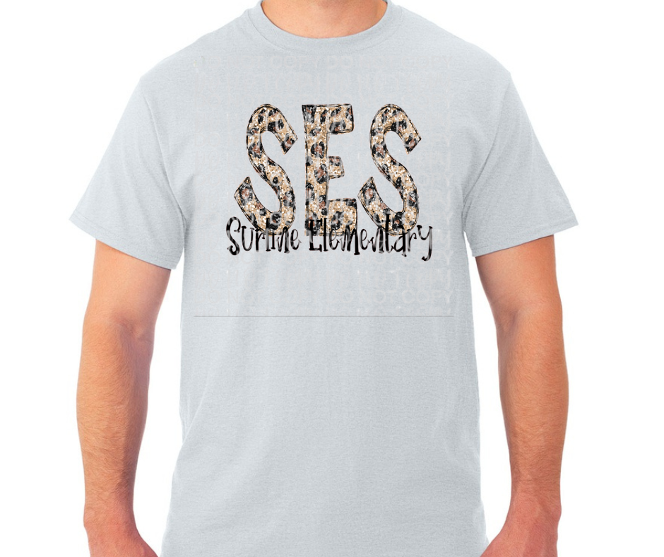 Ogemaw Falcons 2025 SES Surline Elementary Leopard Cotton/Poly Blend Top Options