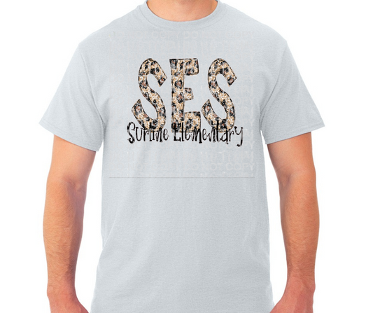 Ogemaw Falcons 2025 SES Surline Elementary Leopard Cotton/Poly Blend Top Options