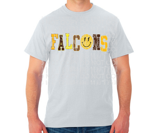 Ogemaw Falcons 2025 Falcons Smiley Face detail Cotton/Poly Blend Top Options