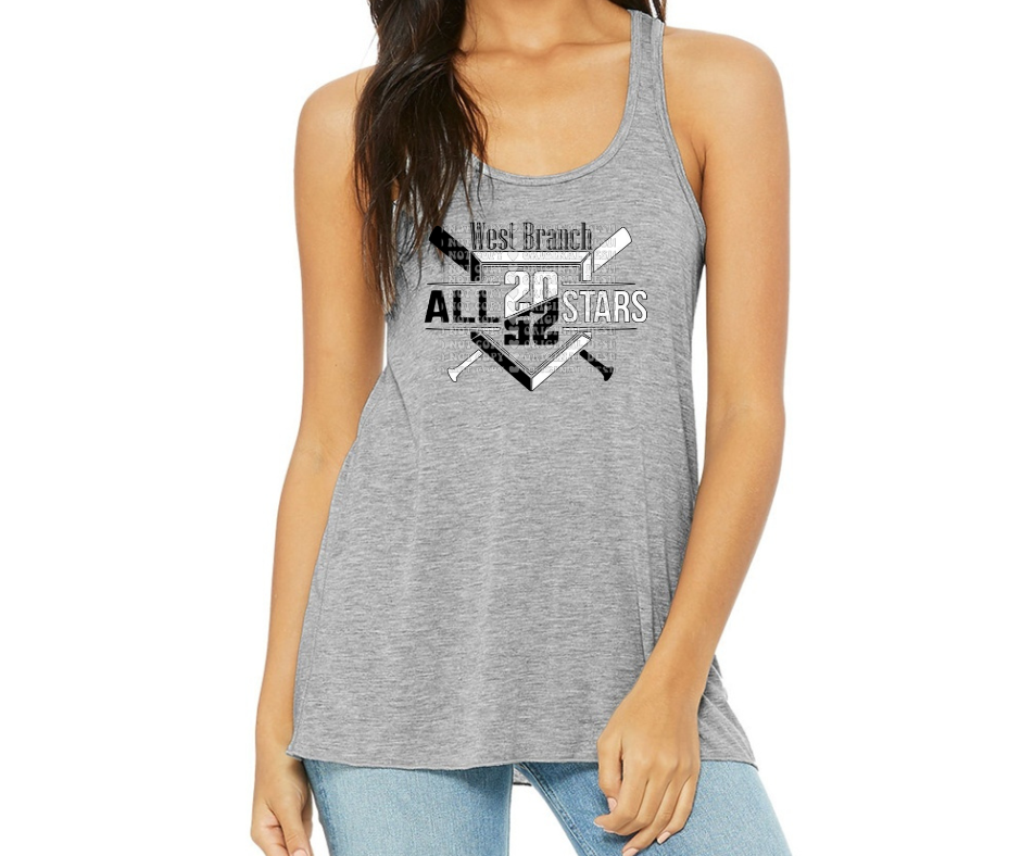 West Branch Allstars 2025 Tank Options Crossed Bat Ball Diamond