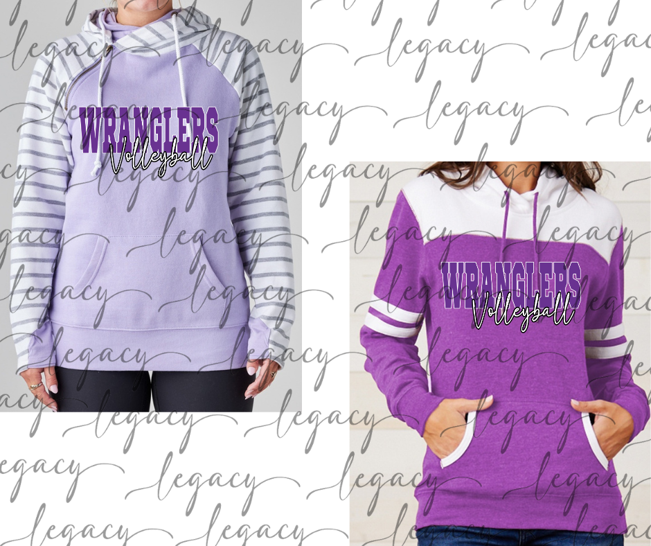 Wranglers Volleyball cursive Wranglers 2025 Sleeve Detail Style Hoodie