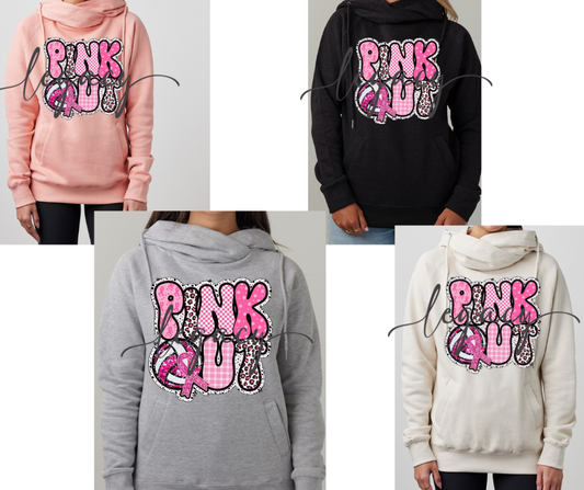 Pink Out Volleyball Leo Cowl Neck Top Options Falcon Pink Out