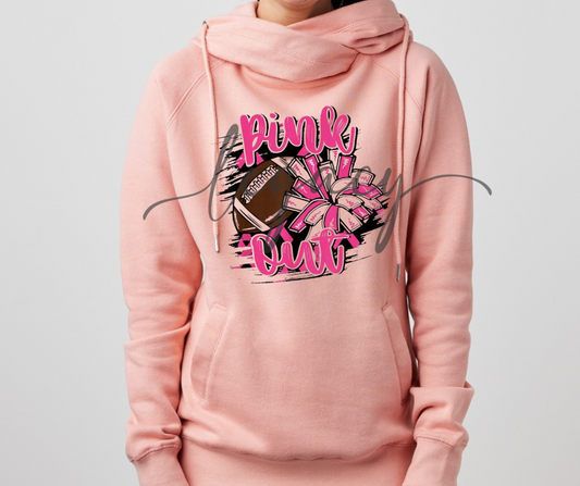 Pink Out Football & Pom Cowl Neck Top Options Falcon Pink Out Football Ogemaw Browns 2025