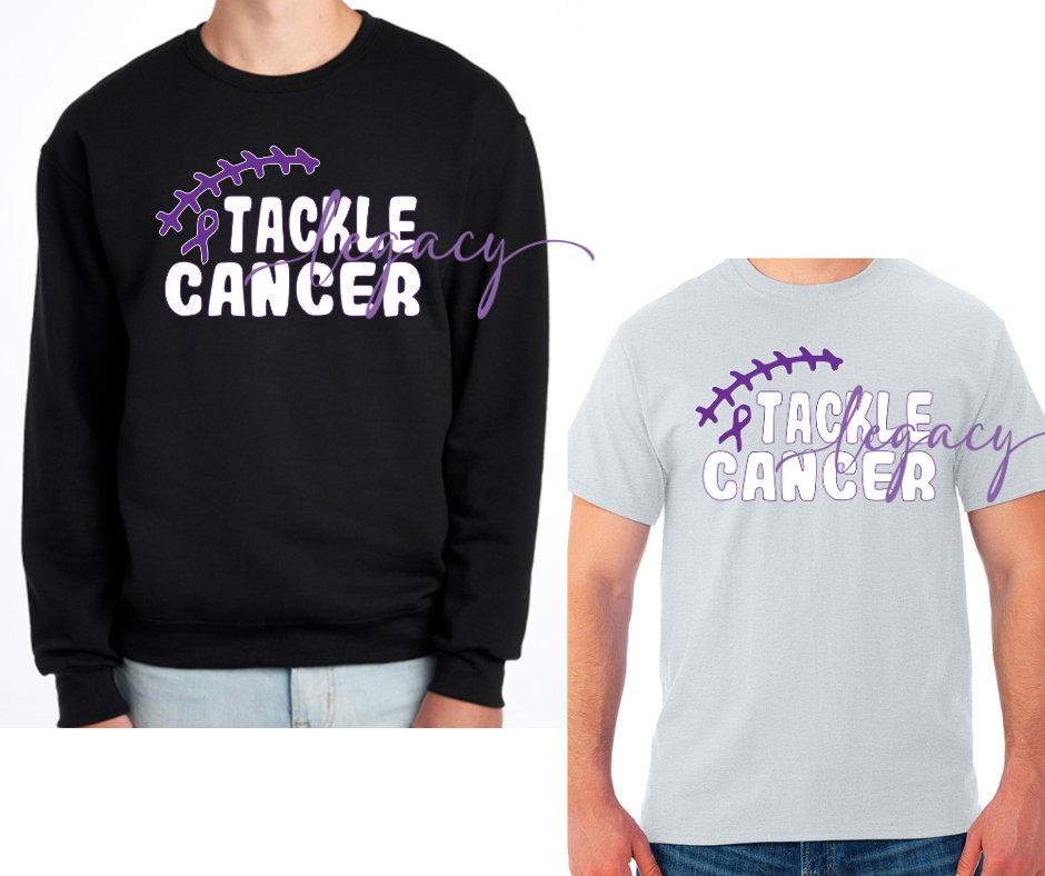 Purple Game Falcon Football Tackle Cancer Ribbon Black & Grey Cotton/Poly Blend Top Options