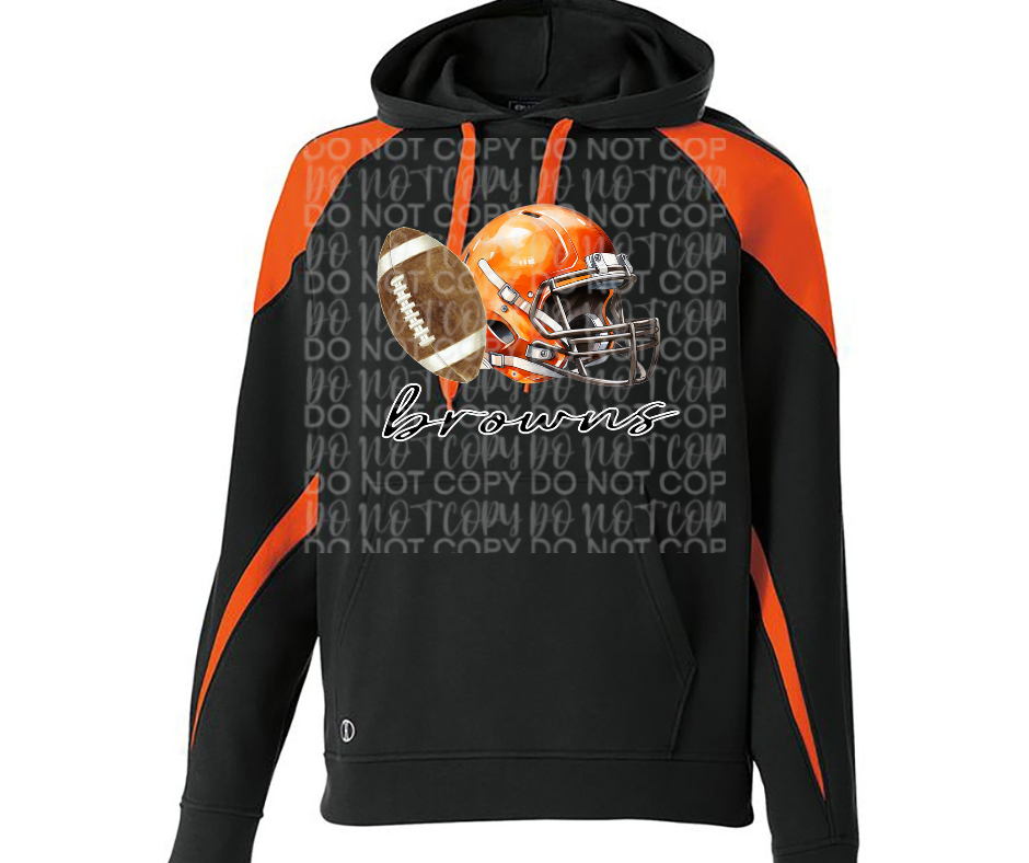 Ogemaw Browns 2025 Football Helmet Cursive Specialty Name Brand Hoodie Options