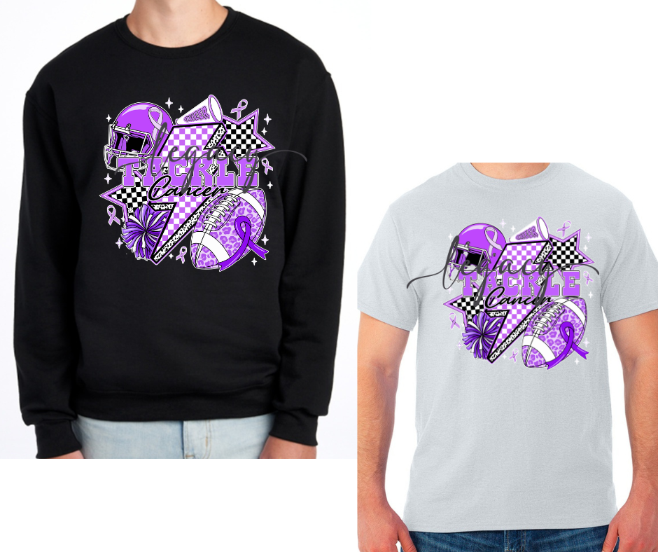 Purple Game Falcon Football Tackle Cancer Black & Grey Cotton/Poly Blend Top Options