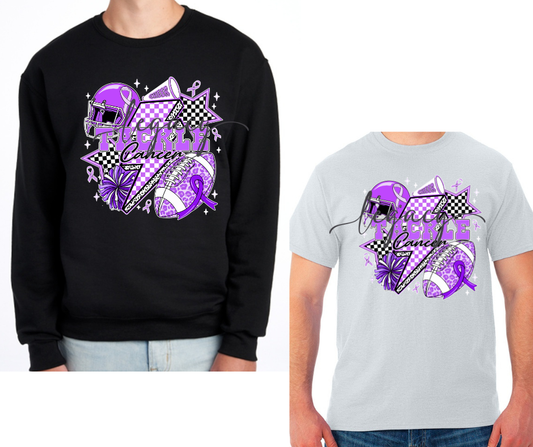 Purple Game Falcon Football Tackle Cancer Black & Grey Cotton/Poly Blend Top Options