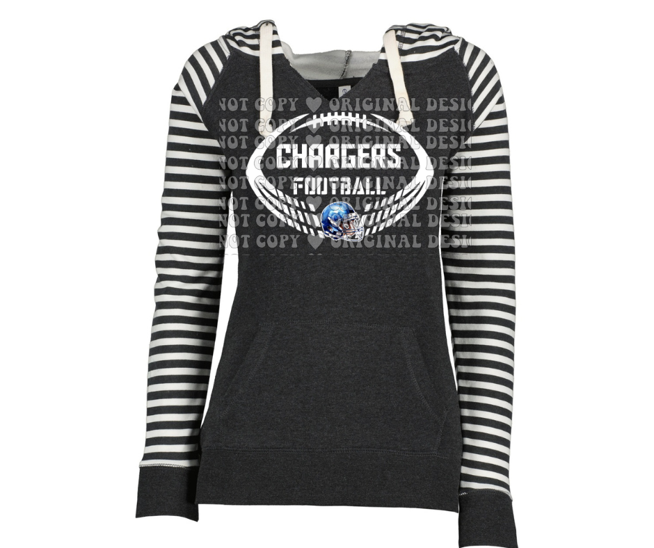 Chargers Football Striped Sleeves Hoodie Top Options Mio Chargers 2025