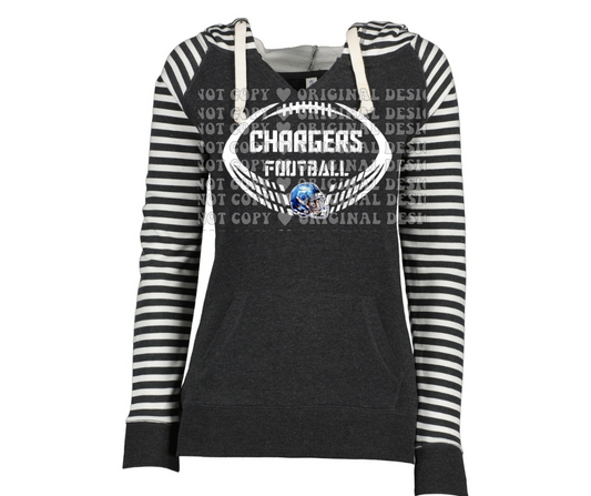 Chargers Football Striped Sleeves Hoodie Top Options Mio Chargers 2025