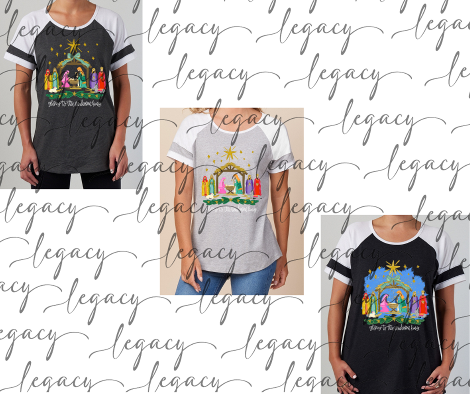 Nativity Colorblock Women's Tee Multi Color Options Holiday Magic