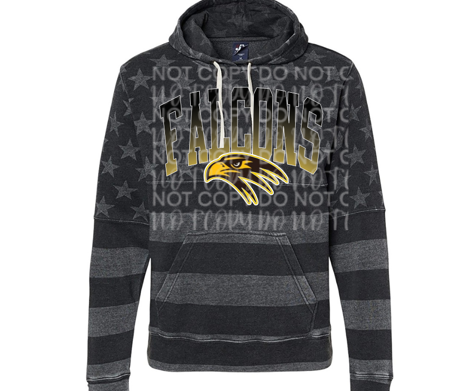 Ogemaw Falcons 2025 Ombre Falcon Logo Specialty Name Brand Hoodie Options