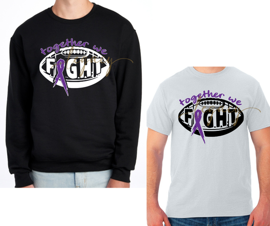 Purple Game Falcon Football Together We Fight Ribbon Black & Grey Cotton/Poly Blend Top Options