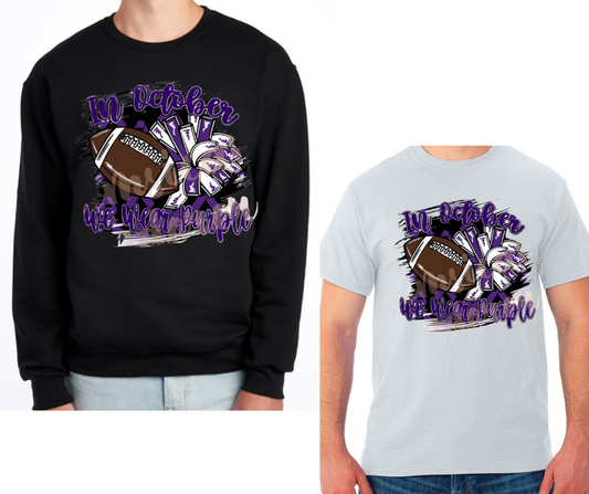 Purple Game Falcon Football In October We Wear Purple Black & Grey Cotton/Poly Blend Top Options