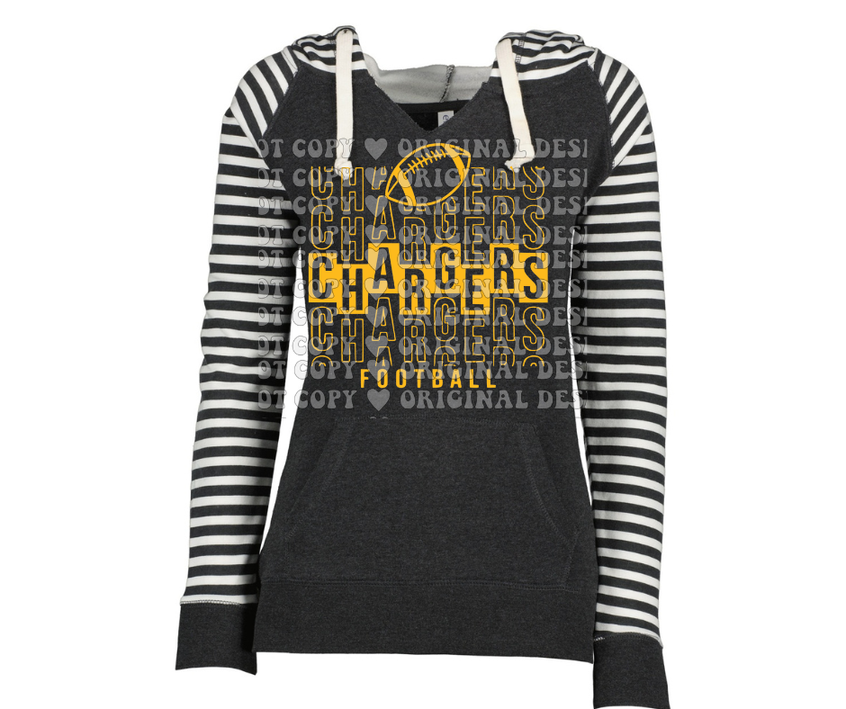 Chargers Funky Stacked Striped Sleeves Hoodie Top Options Mio Chargers 2025