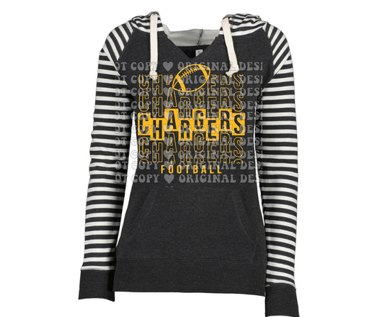 Chargers Funky Stacked Striped Sleeves Hoodie Top Options Mio Chargers 2025