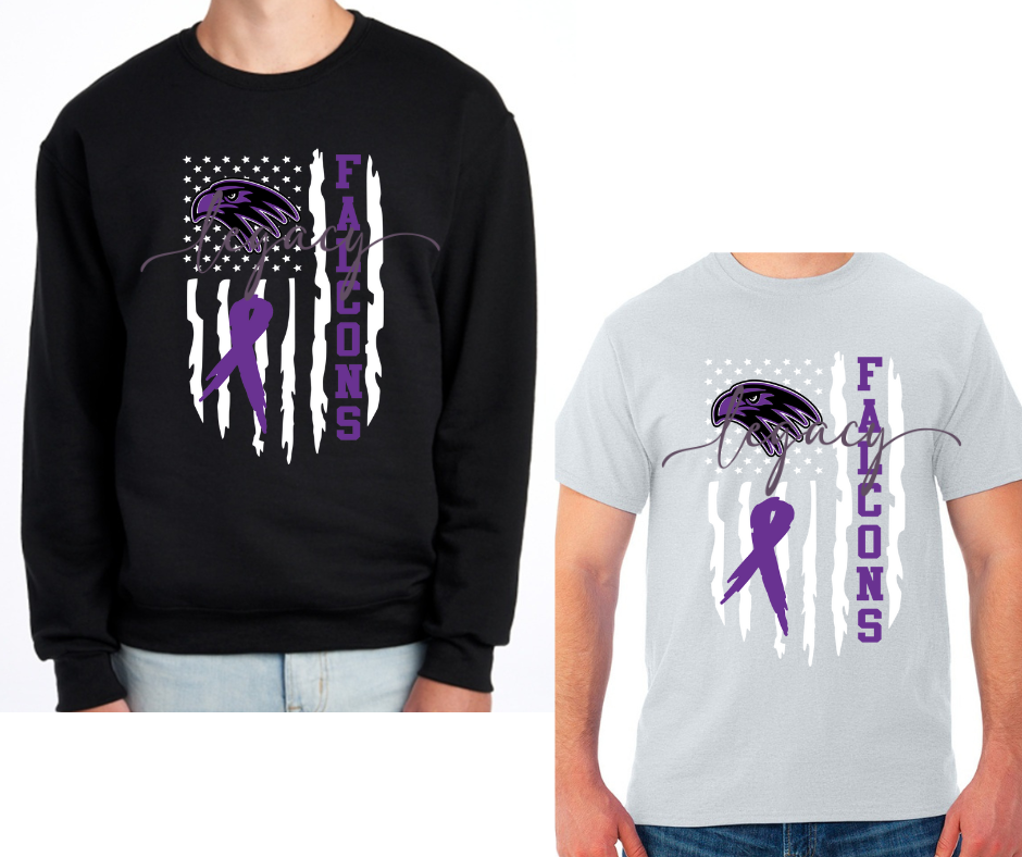 Purple Game Falcon Football Flag Black & Grey Cotton/Poly Blend Top Options