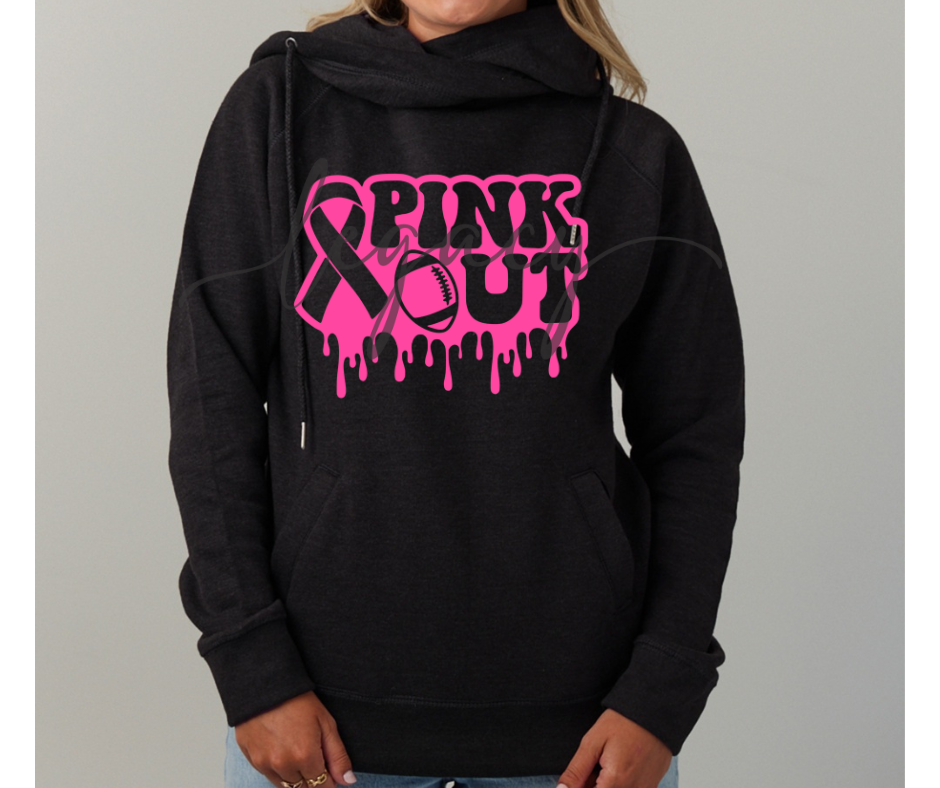 Pink Out Drip Cowl Neck Top Options Falcon Pink Out Football Ogemaw Browns 2025