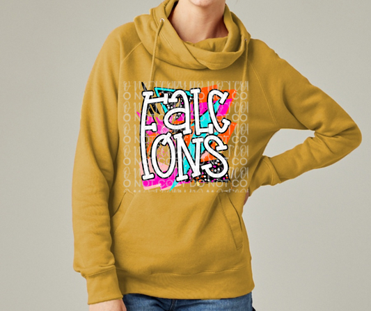 Ogemaw Falcons 2025 Retro Funky Falcons Cowl Neck Top Options