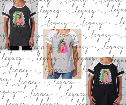 Mary did you know? Colorblock Women's Tee Multi Color Options Holiday Magic