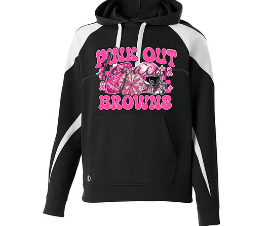 PINK OUT Football Pom Helmet Specialty Hoodies Ogemaw Browns Falcon Football 2025
