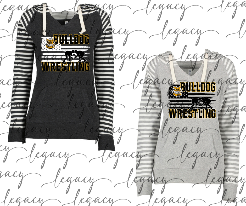 Ogemaw Bulldog Wrestling Flag Striped Sleeves Hoodie Top Options Bulldogs 2025