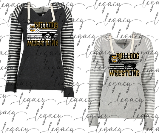 Ogemaw Bulldog Wrestling Flag Striped Sleeves Hoodie Top Options Bulldogs 2025