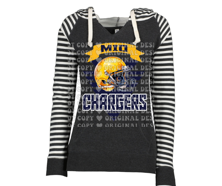 Chargers Banner Striped Sleeves Hoodie Top Options Mio Chargers 2025