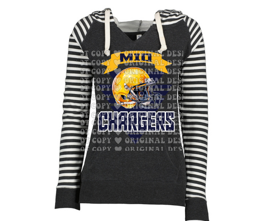 Chargers Banner Striped Sleeves Hoodie Top Options Mio Chargers 2025