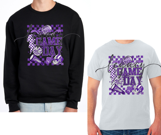 Purple Game Falcon Football Game Day Black & Grey Cotton/Poly Blend Top Options