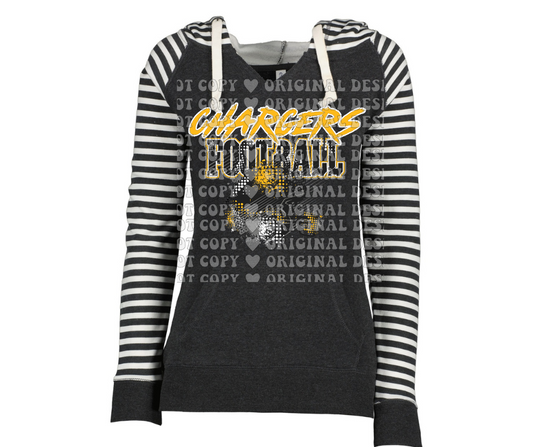 Chargers Grunge Football Striped Sleeves Hoodie Top Options Mio Chargers 2025