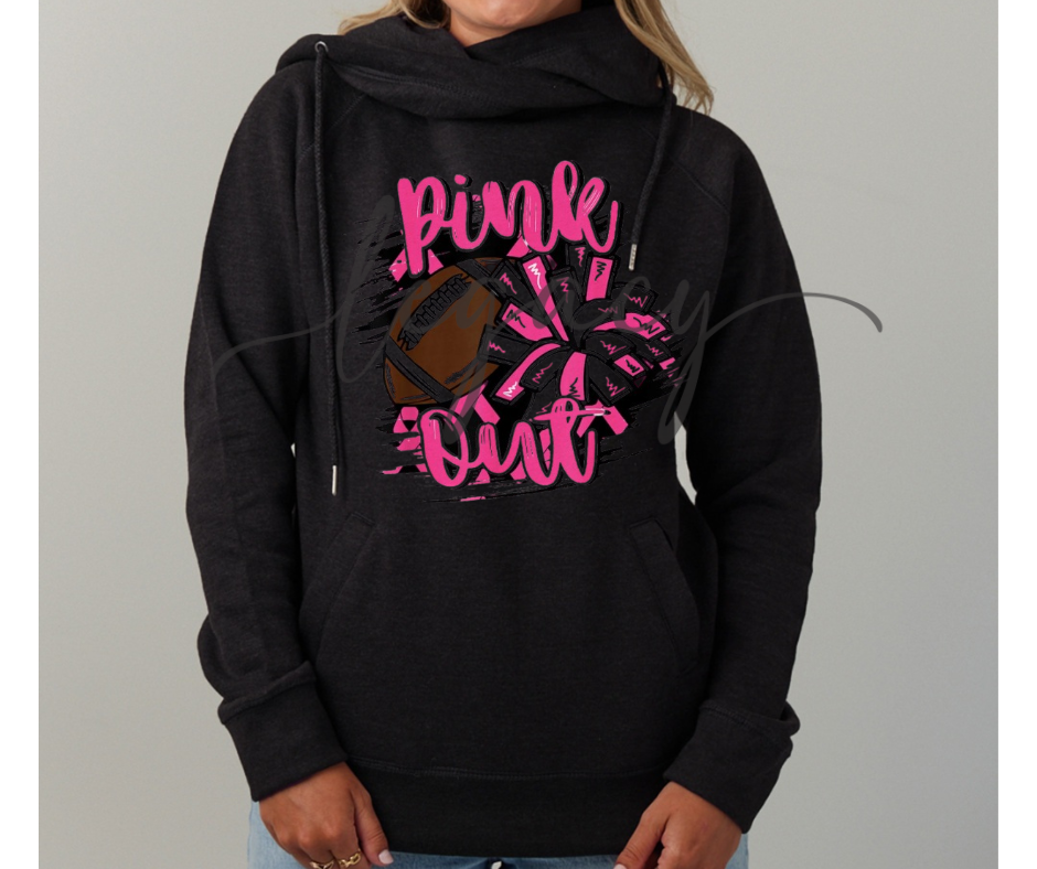 Pink Out Football & Pom Cowl Neck Top Options Falcon Pink Out Football Ogemaw Browns 2025