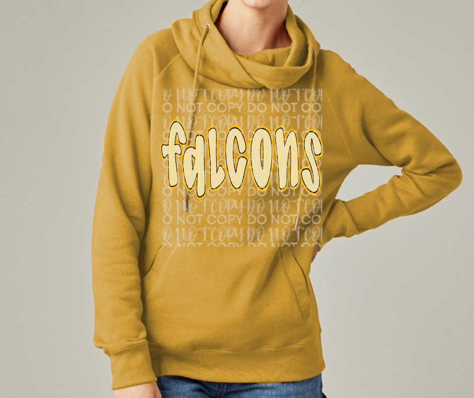 Ogemaw Falcons 2025 Falcons Detailed lettering Cowl Neck Top Options