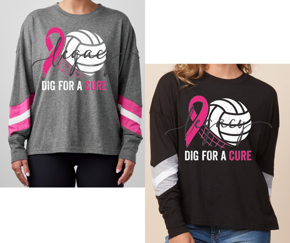 Pink Out Volleyball Dig Long Sleeve Varsity Style Top